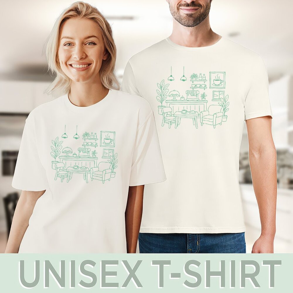Coffee Shop Tee Cozy Cafe Shirt Plant Graphic TShirt - Picture 5 of 6